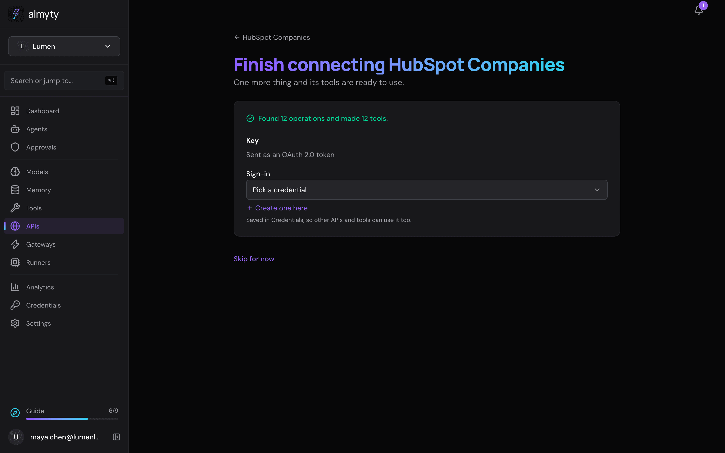 Finish connecting: 12 tools, and a HubSpot sign-in needed
