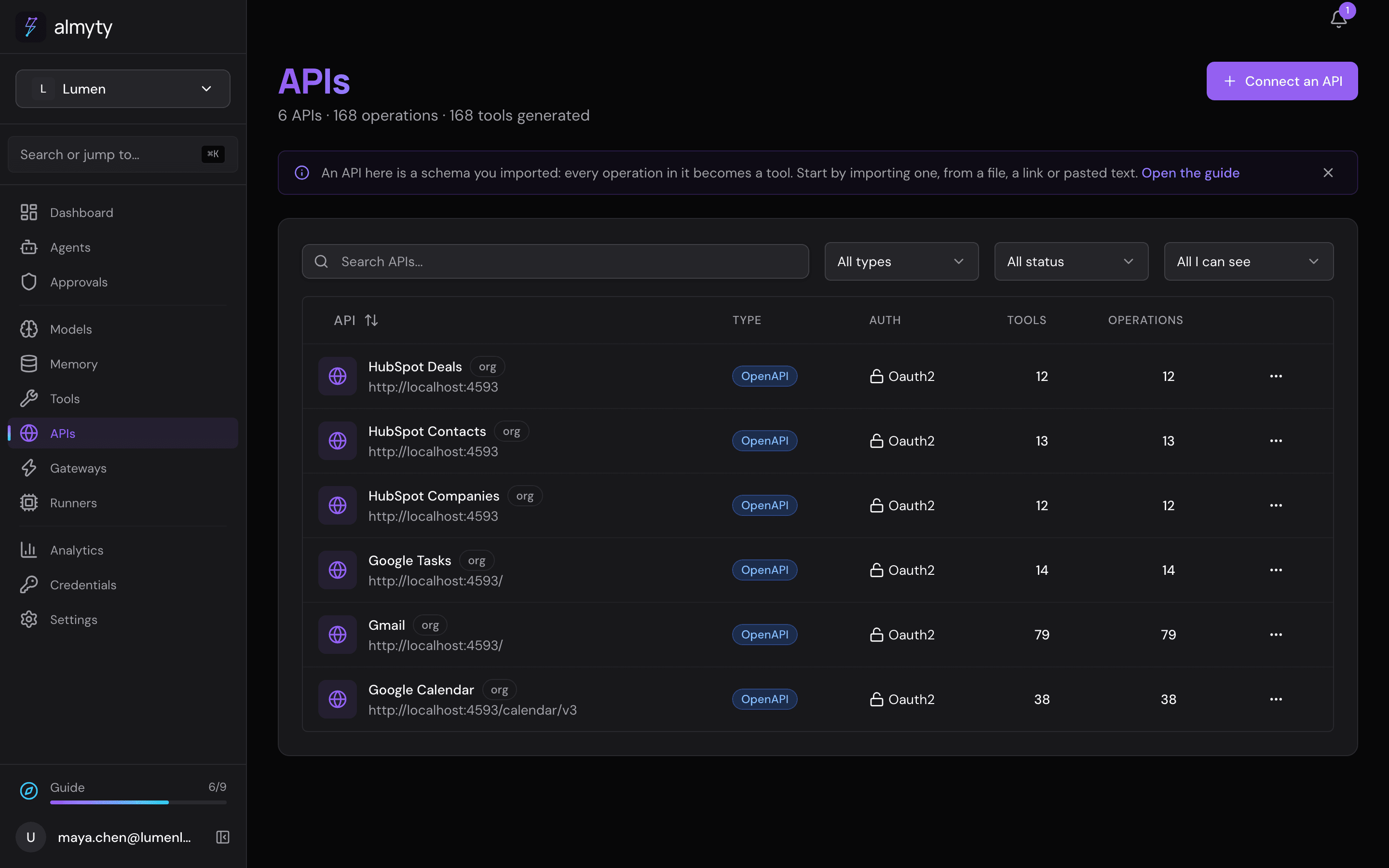 HubSpot Companies, Contacts and Deals, next to the Google APIs