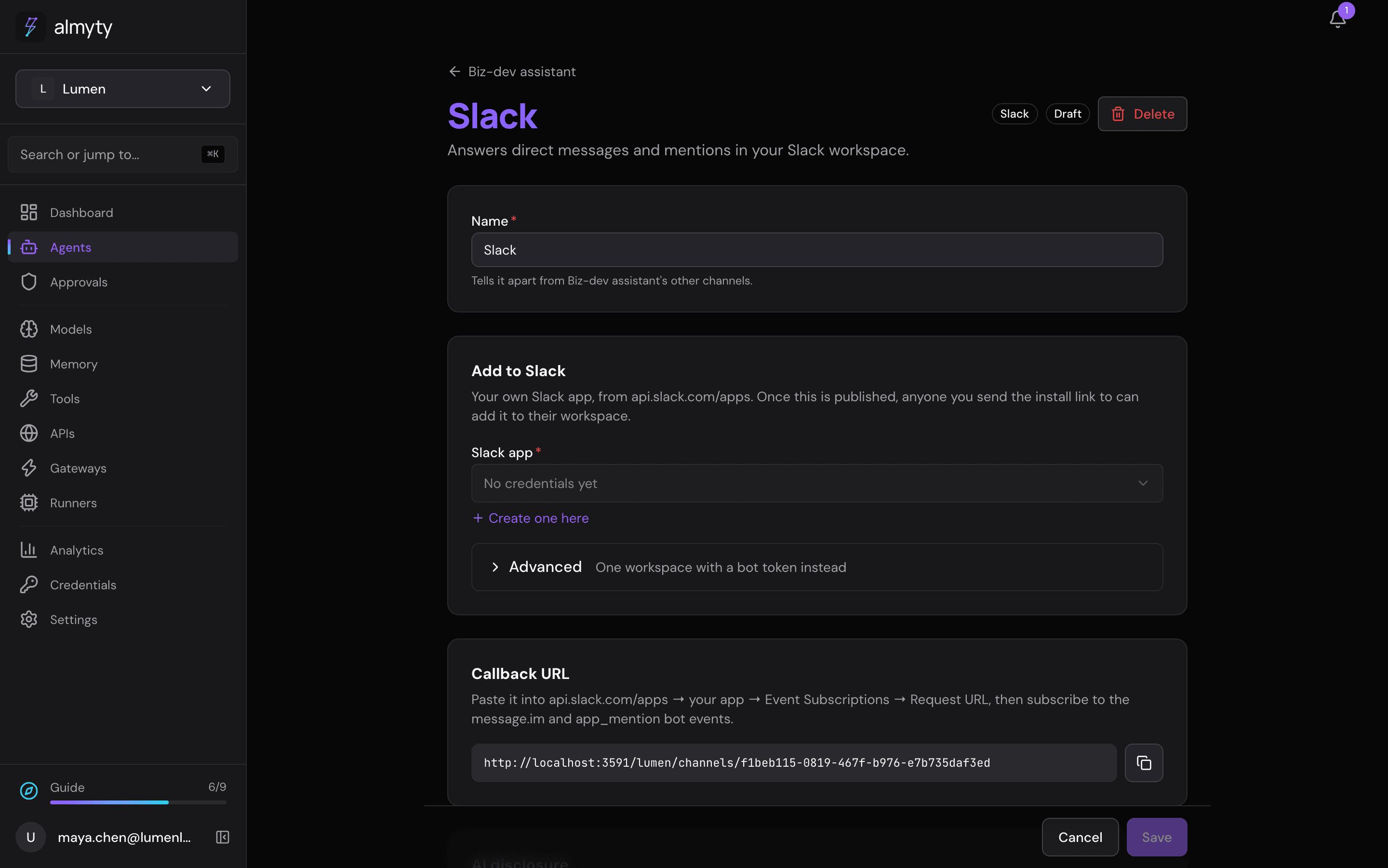 The Slack channel