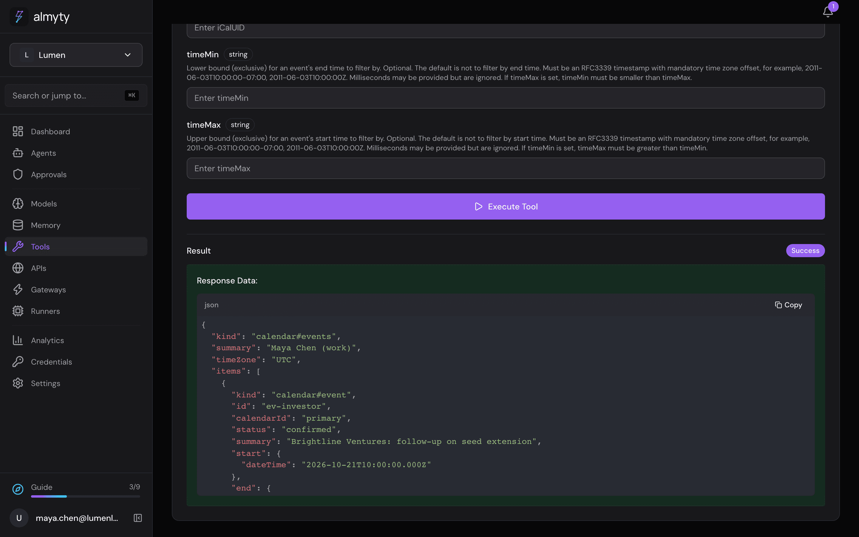 The tool test: Success, with this week's events from the calendar