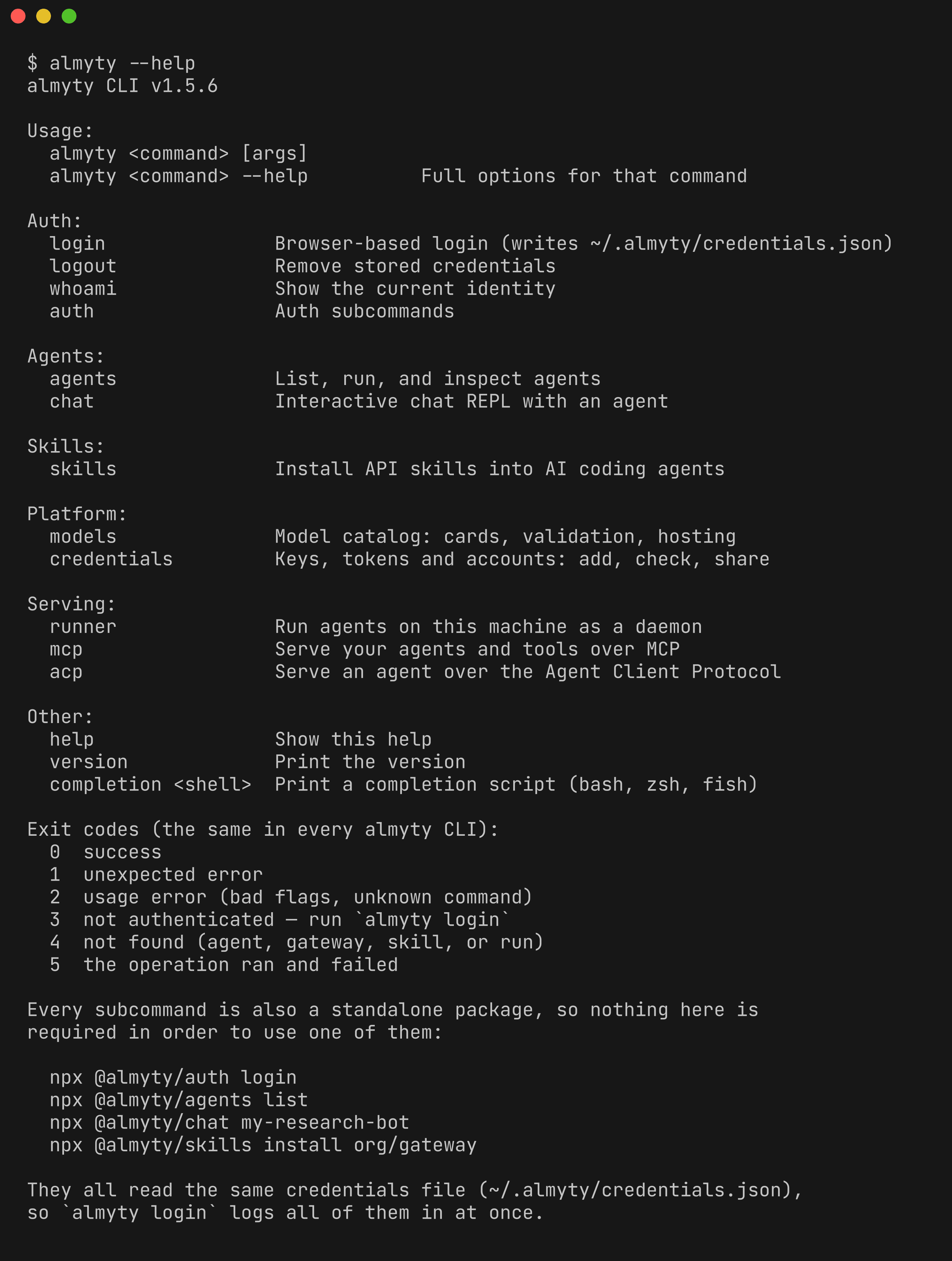 almyty CLI help