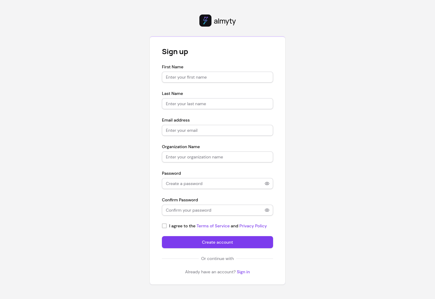 Sign up