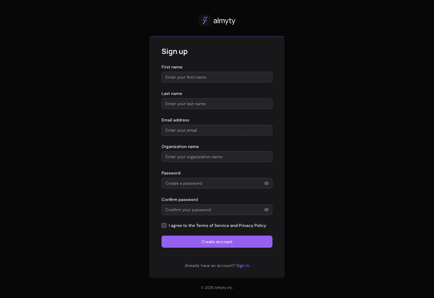 Sign up