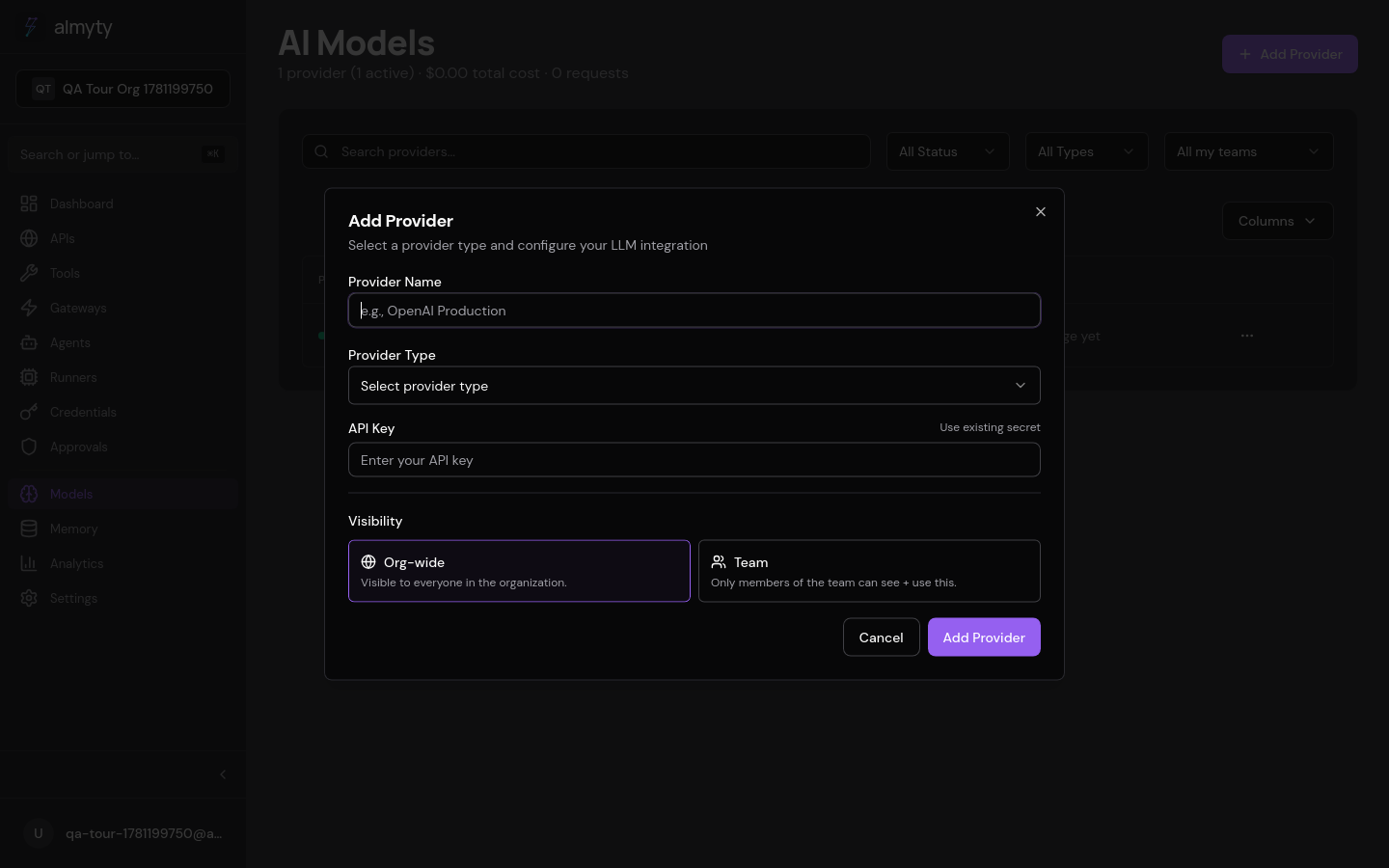 Add Provider dialog