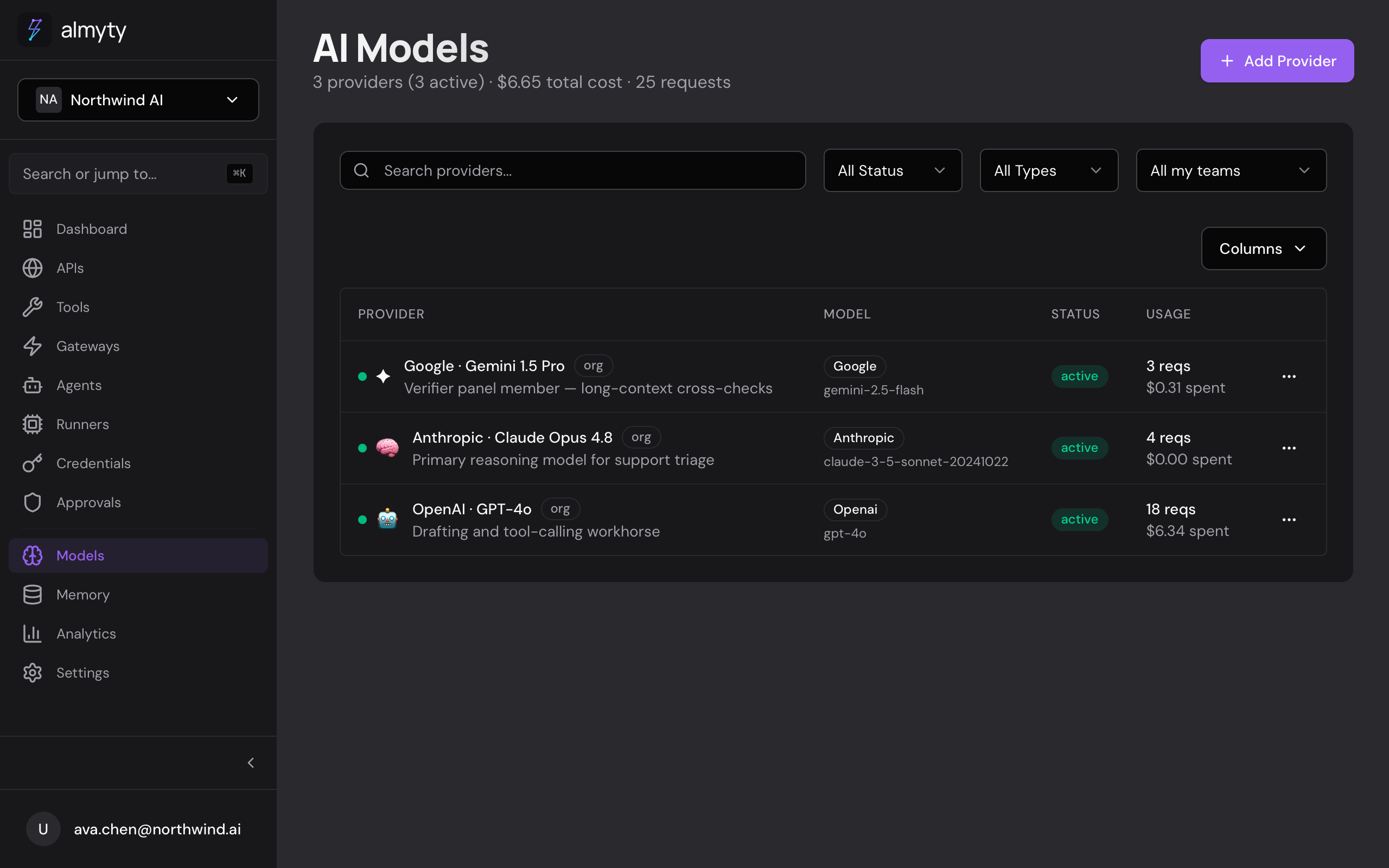 Model providers in the UI