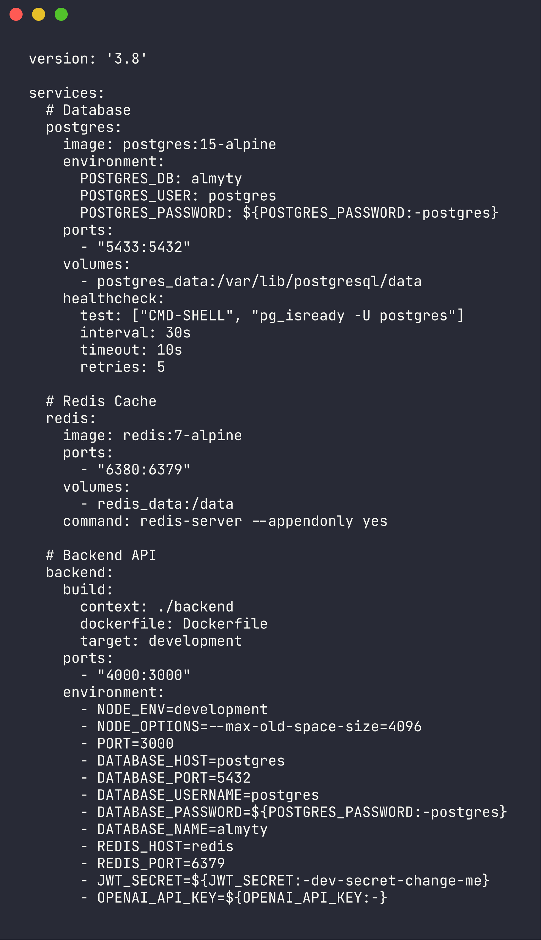 The Compose file for a self-hosted deployment