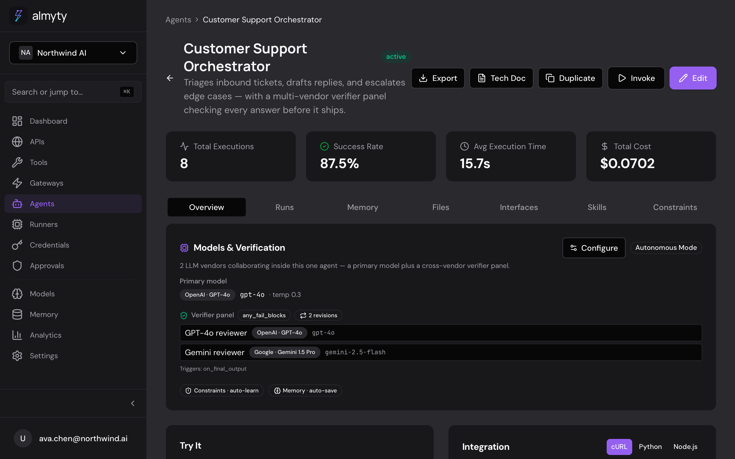 The Customer Support Orchestrator: primary GPT-4o plus a cross-vendor verifier panel