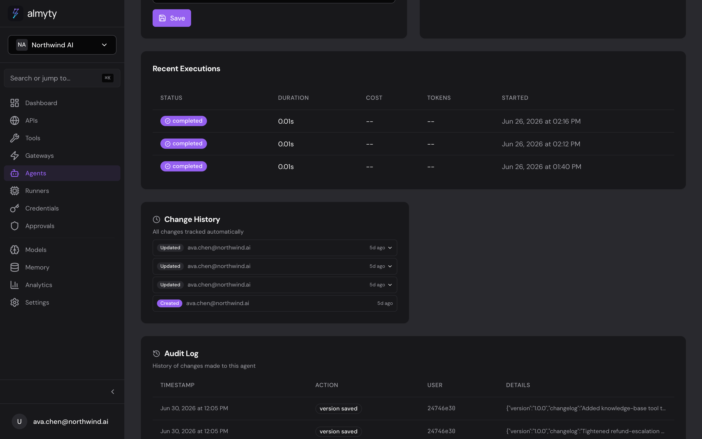 Saving a version and the version list