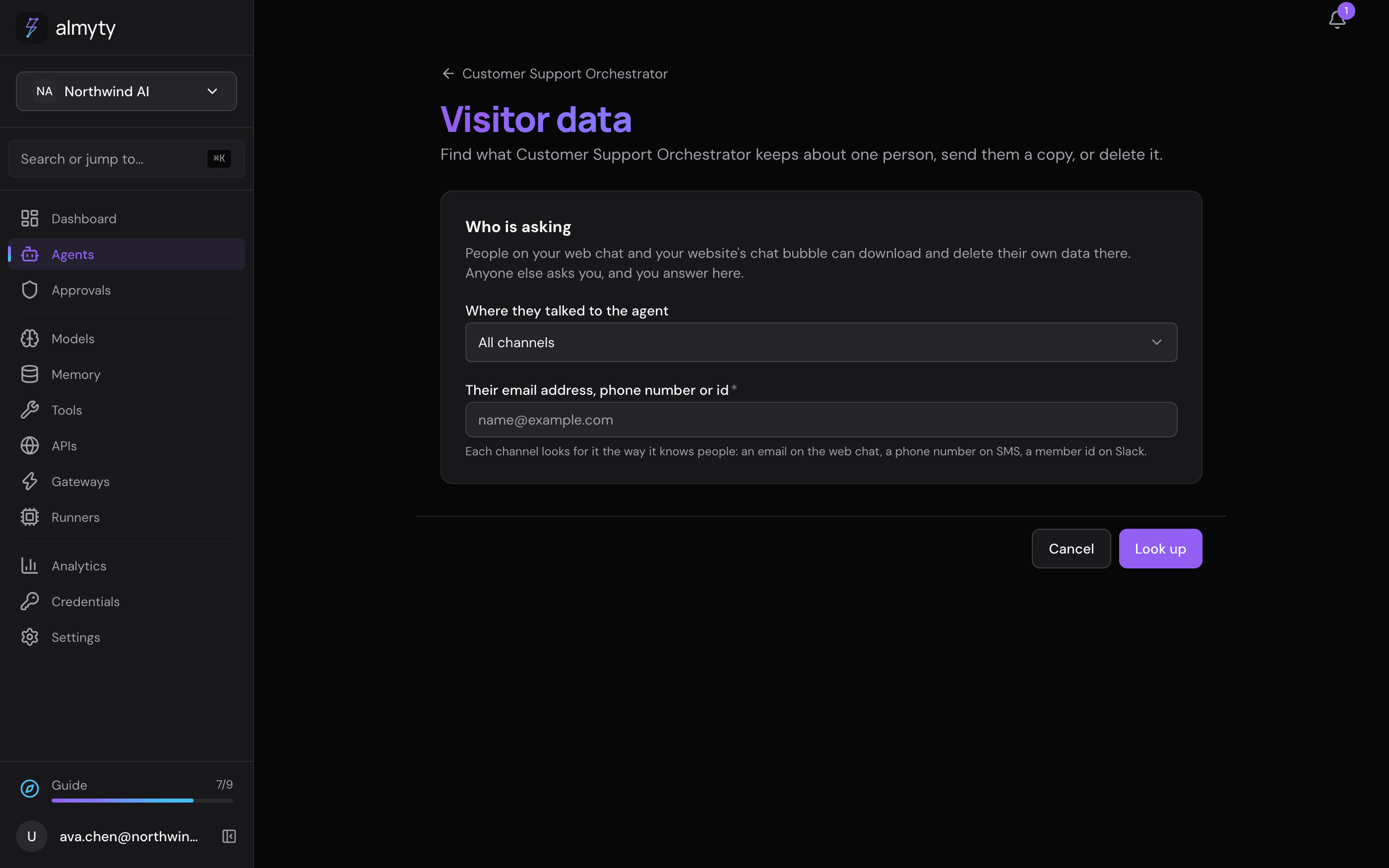 Visitor data, with what is kept about one person