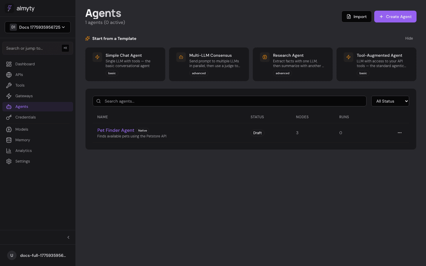 Agents page