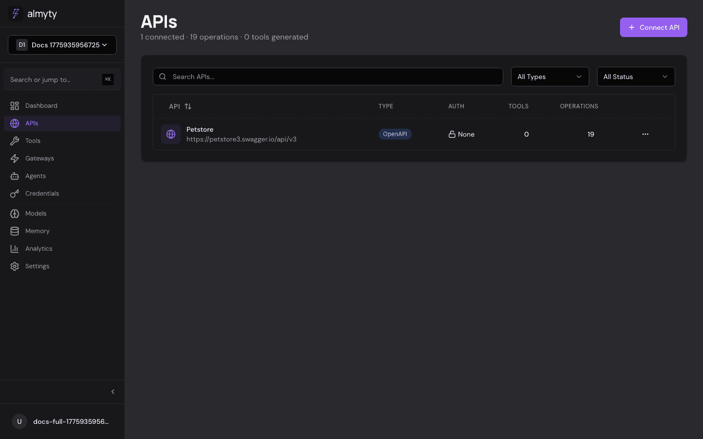 APIs page