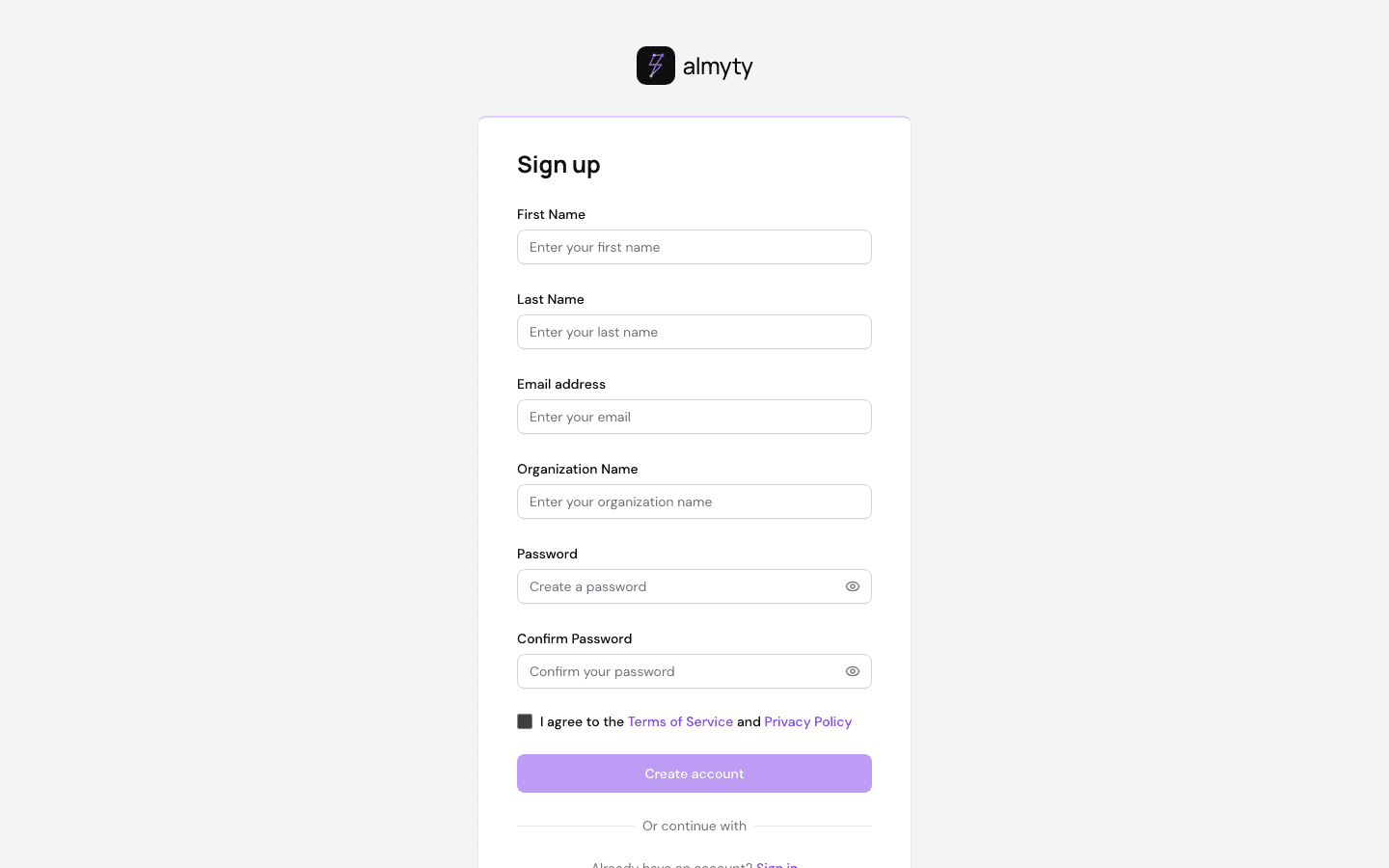 Sign up