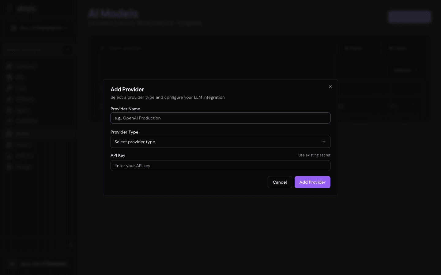 Add Provider dialog