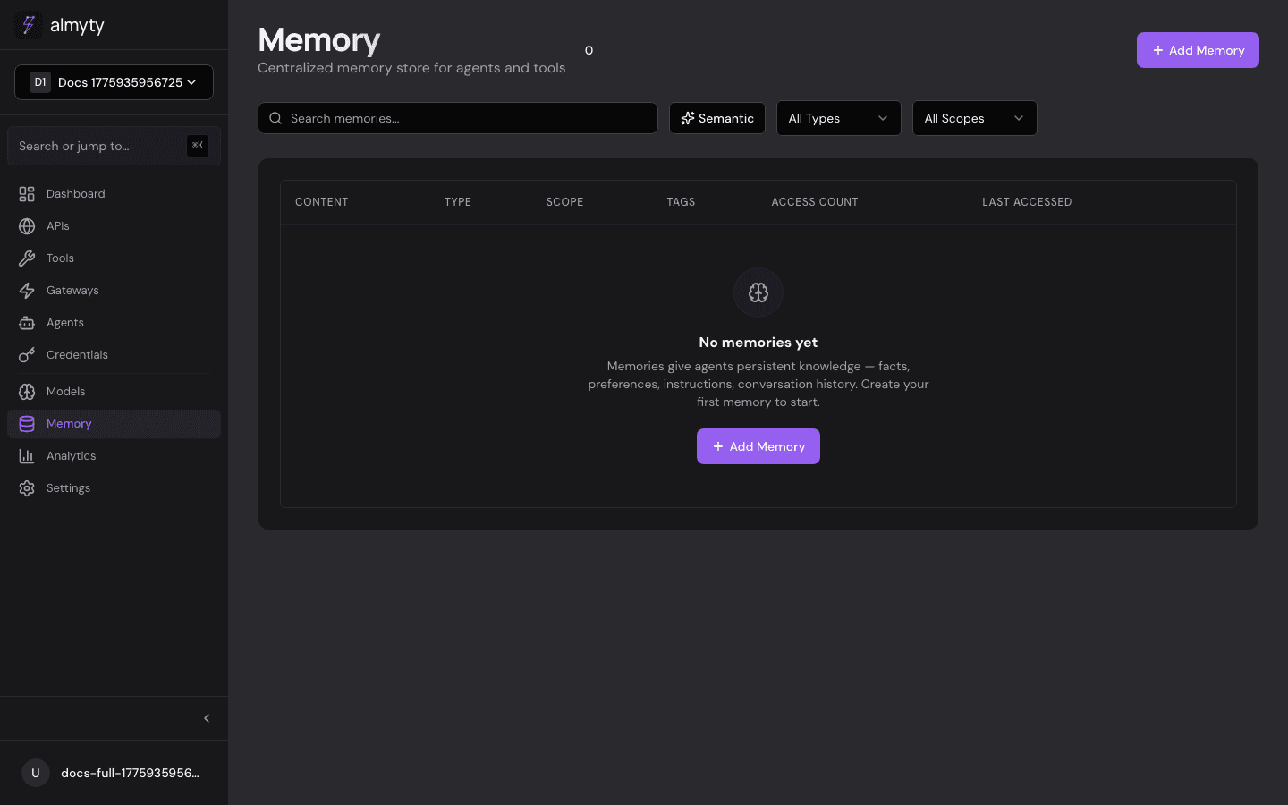 Memories page